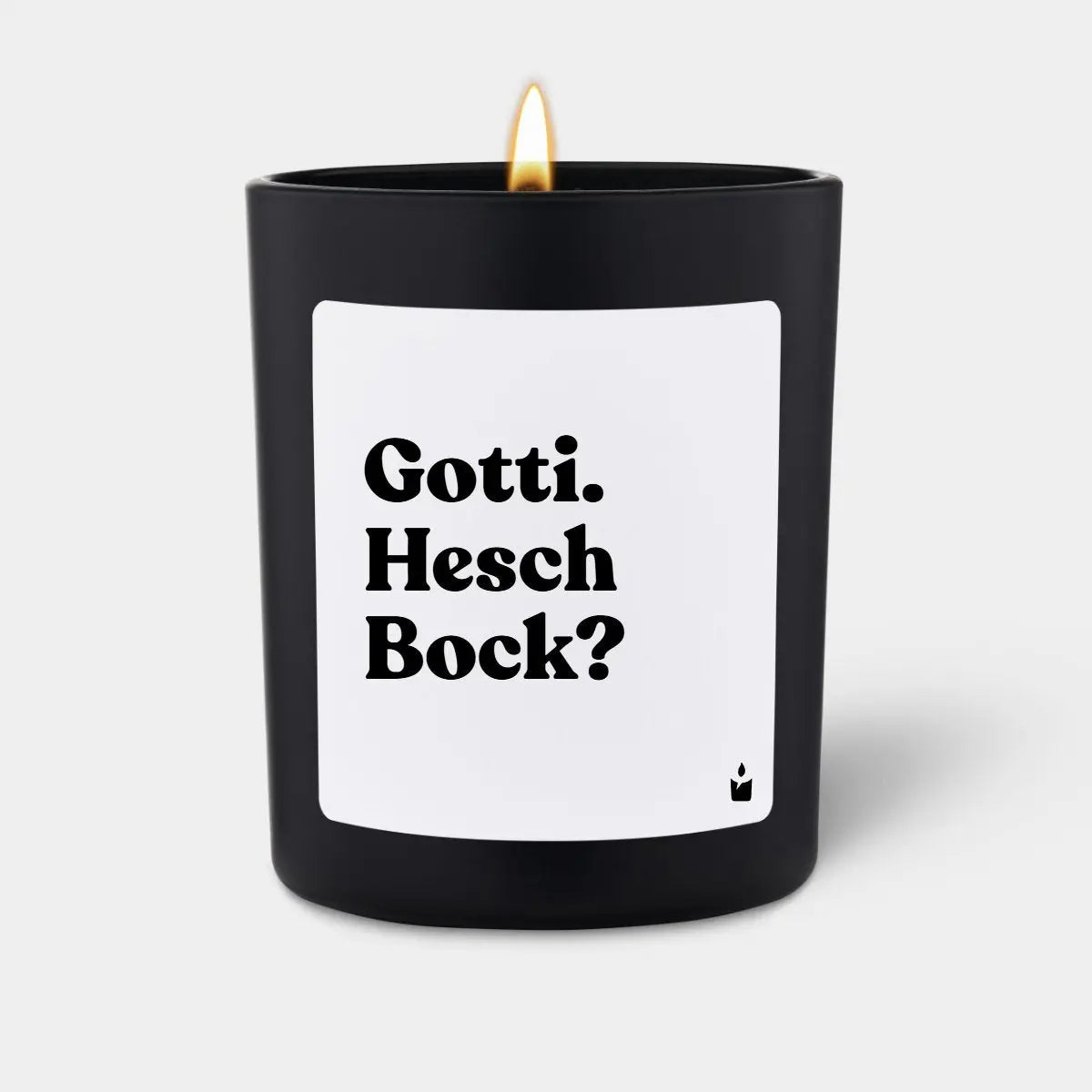 Duftkerze Schwarz Woody Gotti. Hesch Bock? von ChattyCandles