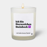 Duftkerze Weiss Woody Ich bin Sternzeichen Steinbock - ich habe immer Recht! von ChattyCandles