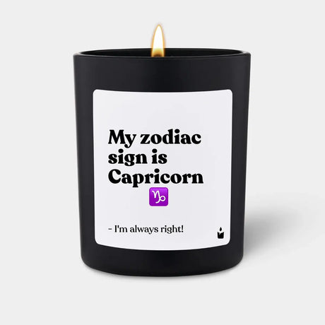 Duftkerze Schwarz Woody My zodiac sign is Capricorn - I'm always right! von ChattyCandles