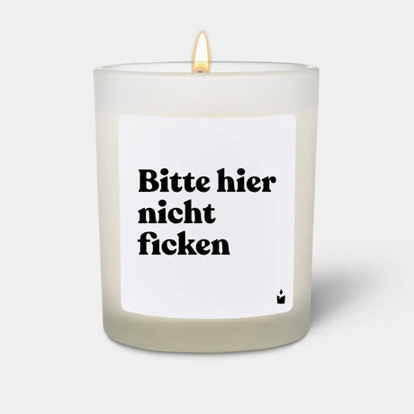 Duftkerze Weiss Woody Bitte hier nicht ficken von ChattyCandles