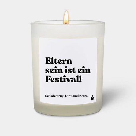 Duftkerze Weiss Woody Eltern sein ist ein Festival! Schlafentzug, Lärm und Kotze. von ChattyCandles
