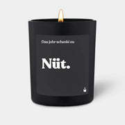 Duftkerze Schwarz Woody Das johr schenki eu Nüt. von ChattyCandles