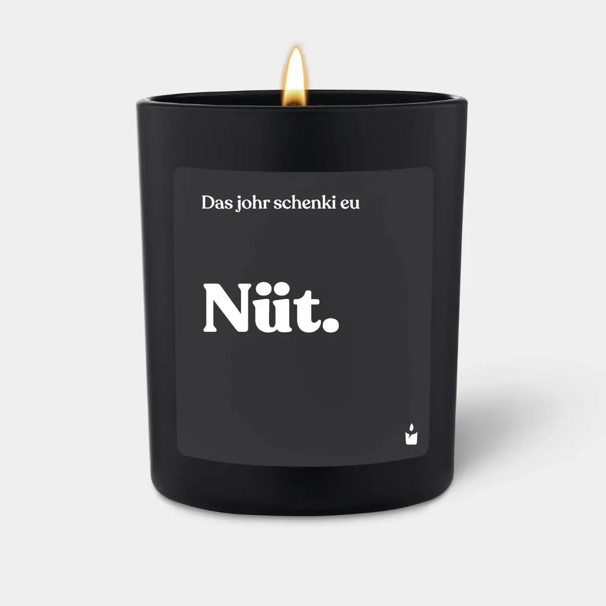 Duftkerze Schwarz Woody Das johr schenki eu Nüt. von ChattyCandles