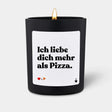 Duftkerze Schwarz Woody Ich liebe dich mehr als Pizza. von ChattyCandles