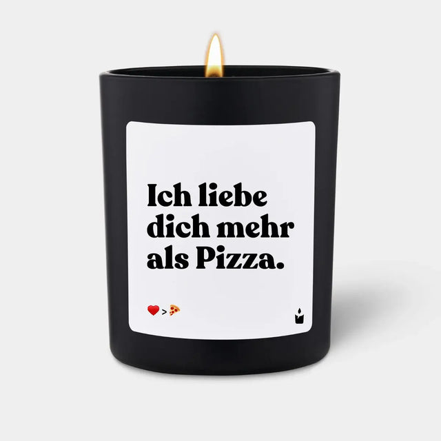 Duftkerze Schwarz Woody Ich liebe dich mehr als Pizza. von ChattyCandles