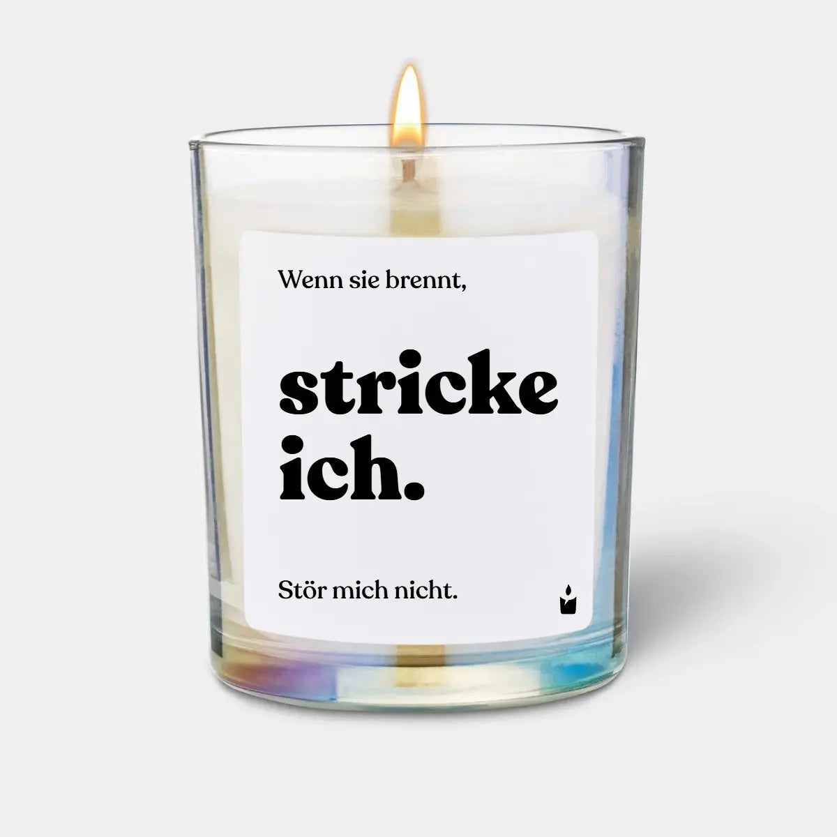 Duftkerze Rainbow Flowery Wenn sie brennt, stricke ich. Stör mich nicht. von ChattyCandles