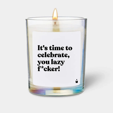 Duftkerze Rainbow Flowery It's time to celebrate, you lazy f*cker! von ChattyCandles