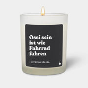 Duftkerze Weiss Woody Ossi sein ist wie Fahrrad fahren von ChattyCandles