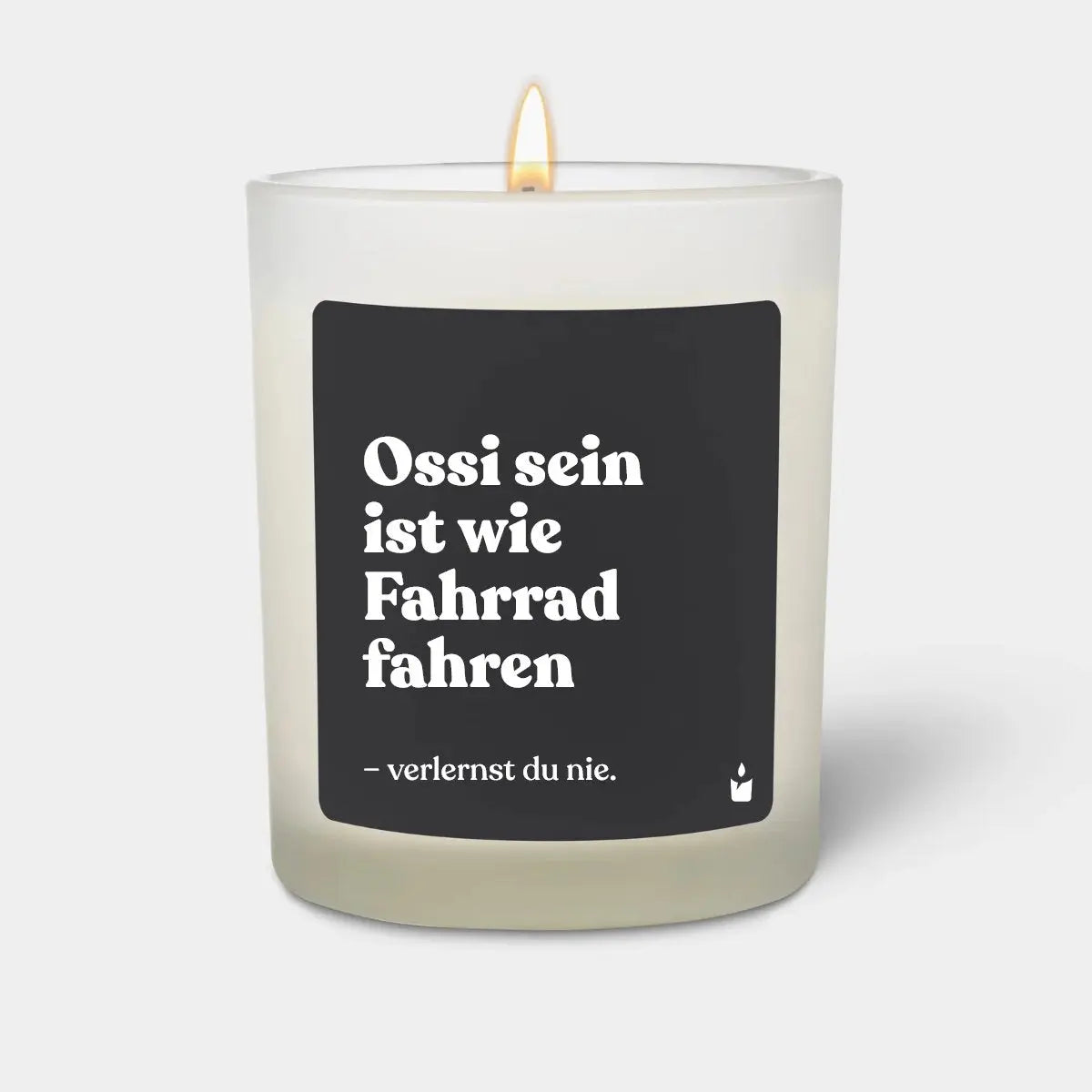 Duftkerze Weiss Woody Ossi sein ist wie Fahrrad fahren von ChattyCandles