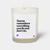 Duftkerze Weiss Woody Taurus remembers everything you do and don't do. von ChattyCandles