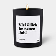 Duftkerze Schwarz Woody Viel Glück im neuen Job! Verräter. von ChattyCandles
