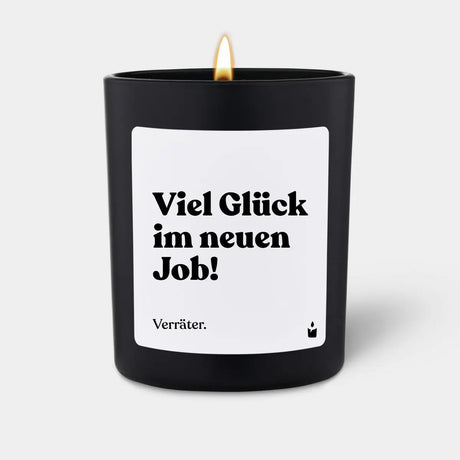 Duftkerze Schwarz Woody Viel Glück im neuen Job! Verräter. von ChattyCandles