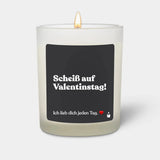 Duftkerze Weiss Woody Scheiß auf Valentinstag! Ich lieb dich jeden Tag. von ChattyCandles