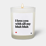 Duftkerze Weiss Woody I love you with all my blah blah von ChattyCandles