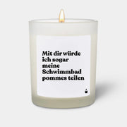 Duftkerze Weiss Flowery Mit dir würde ich sogar meine Schwimmbadpommes teilen von ChattyCandles