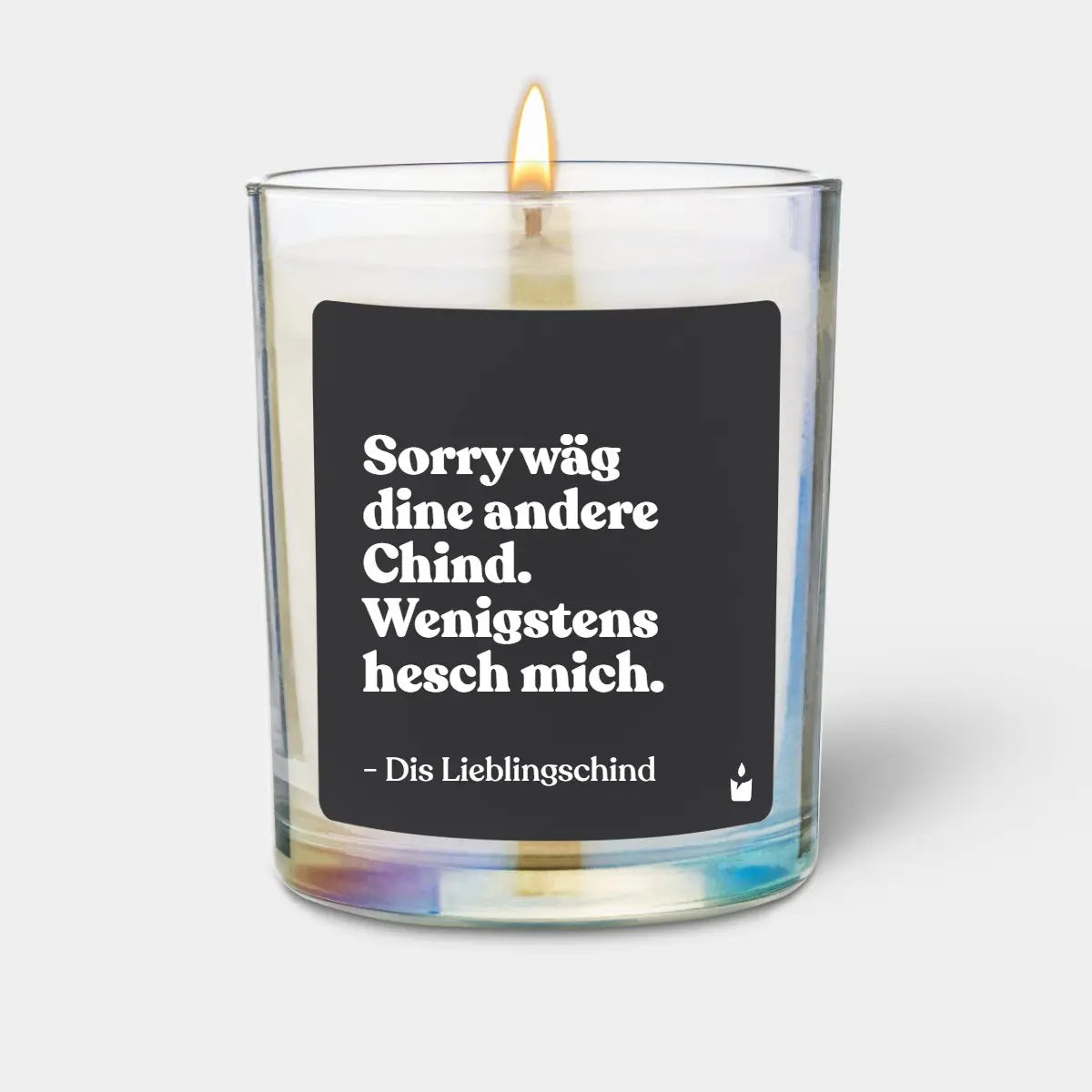 Duftkerze Rainbow Flowery Sorry wäg dine andere Chind. Wenigstens hesch mich. - Dis Lieblingschind von ChattyCandles
