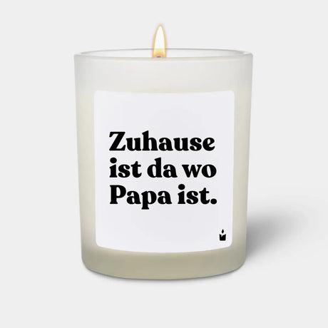Duftkerze Weiss Woody Zuhause ist da wo Papa ist. von ChattyCandles