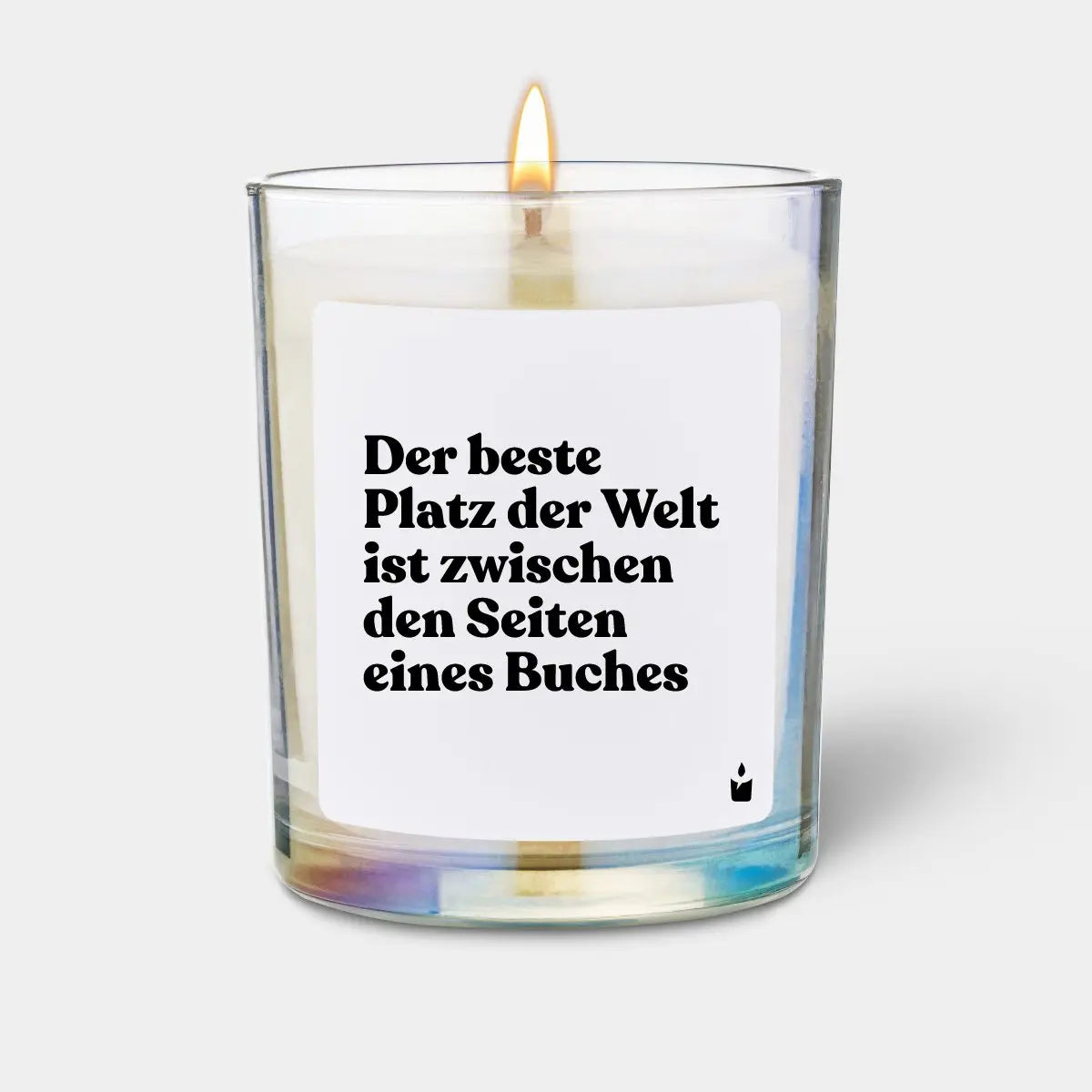 Duftkerze Rainbow Woody Der beste Platz der Welt ist zwischen den Seiten eines Buches von guteszeug.ch