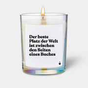 Duftkerze Rainbow Woody Der beste Platz der Welt ist zwischen den Seiten eines Buches von guteszeug.ch