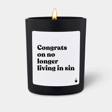 Duftkerze Schwarz Woody Congrats on no longer living in sin von ChattyCandles