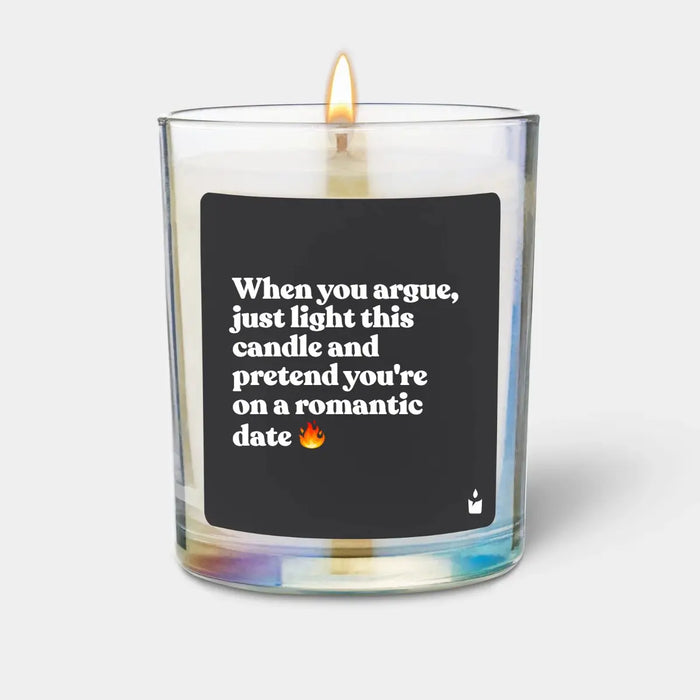 Duftkerze Woody When you argue, just light this candle and pretend you're on a romantic date von ChattyCandles