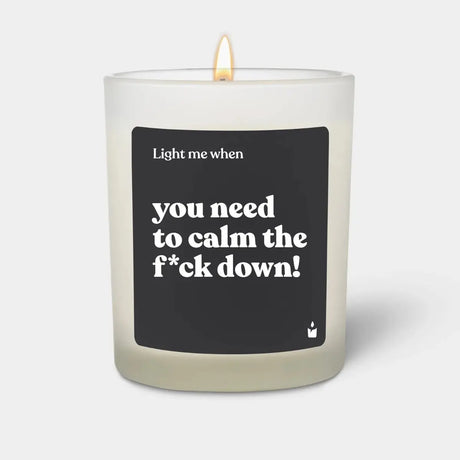 Duftkerze Weiss Woody Light me when you need to calm the f*ck down! von ChattyCandles
