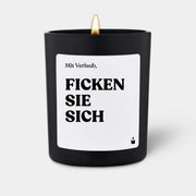 Duftkerze Schwarz Woody Mit Verlaub, Ficken Sie sich von ChattyCandles