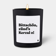 Duftkerze Schwarz Flowery Bittschön, zünd’s Kerzal o! von ChattyCandles
