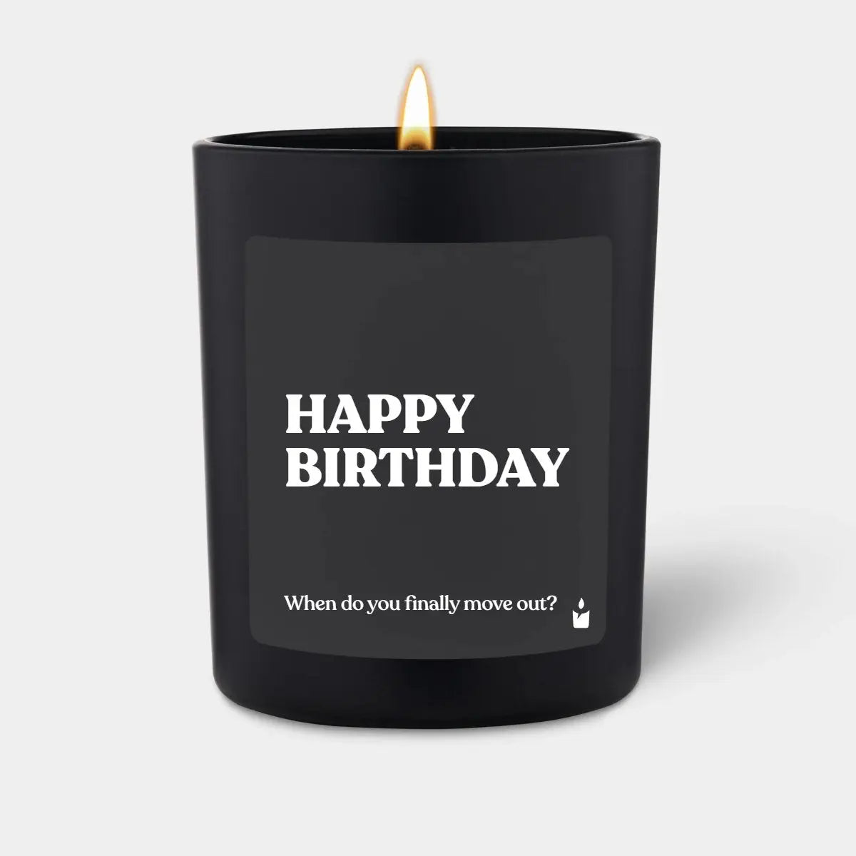 Duftkerze Schwarz Flowery HAPPY BIRTHDAY - When do you finally move out? von ChattyCandles