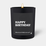 Duftkerze Schwarz Flowery HAPPY BIRTHDAY - When do you finally move out? von ChattyCandles