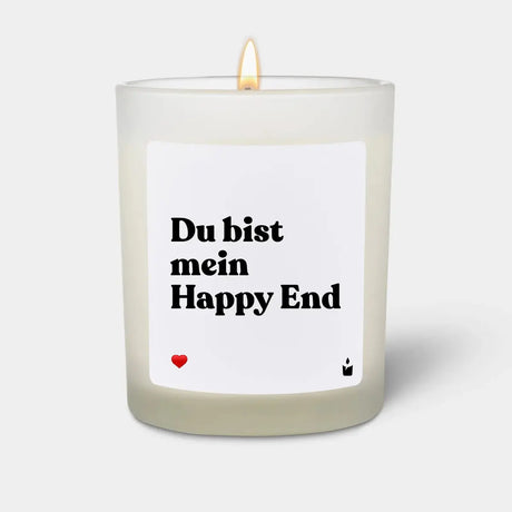 Duftkerze Weiss Woody Du bist mein Happy End von ChattyCandles