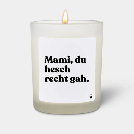 Duftkerze Weiss Flowery Mami, du hesch recht gah. von ChattyCandles