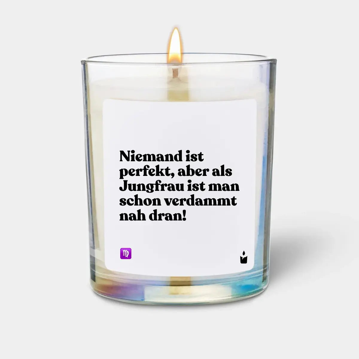 Duftkerze Rainbow Woody Niemand ist perfekt, aber als Jungfrau ist man schon verdammt nah dran! von ChattyCandles