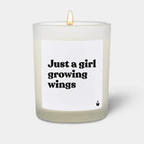 Duftkerze Weiss Woody Just a girl growing wings von ChattyCandles