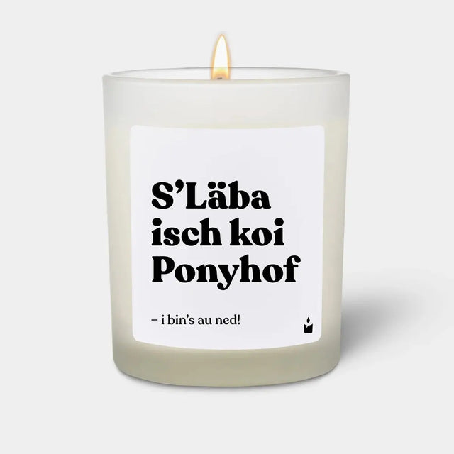 Duftkerze Weiss Flowery S’Läba isch koi Ponyhof von ChattyCandles