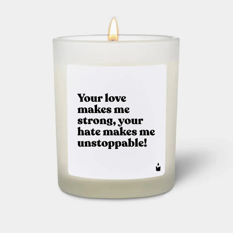 Duftkerze Weiss Woody Your love makes me strong, your hate makes me unstoppable! von ChattyCandles