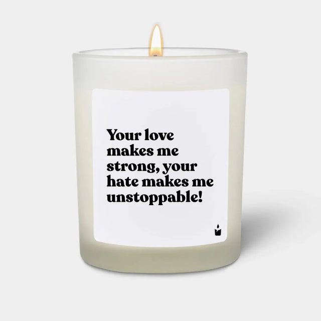 Duftkerze Weiss Woody Your love makes me strong, your hate makes me unstoppable! von ChattyCandles