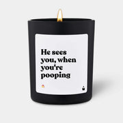 Duftkerze Schwarz Flowery He sees you, when you're pooping von ChattyCandles