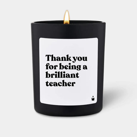 Duftkerze Schwarz Woody Thank you for being a brilliant teacher von ChattyCandles