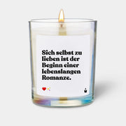 Duftkerze Rainbow Flowery Sich selbst zu lieben ist der Beginn einer lebenslangen Romanze. von ChattyCandles