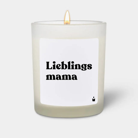 Duftkerze Weiss Woody Lieblingsmama von ChattyCandles