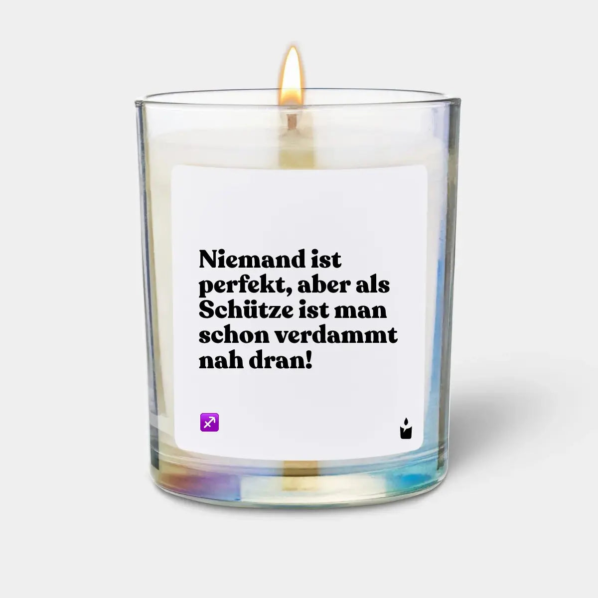 Duftkerze Rainbow Woody Niemand ist perfekt, aber als Schütze ist man schon verdammt nah dran! von ChattyCandles