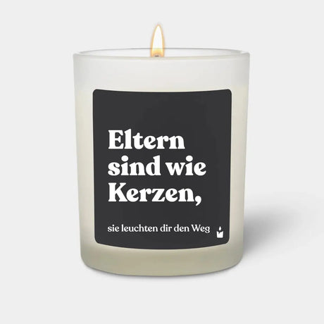 Duftkerze Weiss Woody Eltern sind wie Kerzen, sie leuchten dir den Weg von ChattyCandles