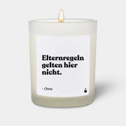 Duftkerze Weiss Woody Elternregeln gelten hier nicht. - Oma von ChattyCandles