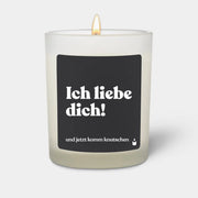 Duftkerze Weiss Woody Ich liebe dich und jetzt komm knutschen von ChattyCandles
