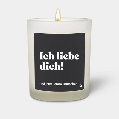 Duftkerze Weiss Woody Ich liebe dich und jetzt komm knutschen von ChattyCandles
