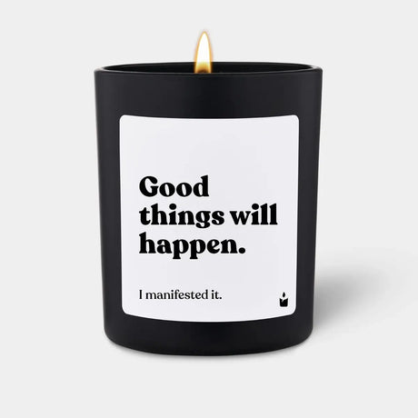 Duftkerze Schwarz Woody Good things will happen. von ChattyCandles