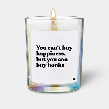 Duftkerze Rainbow Woody You can't buy happiness, but you can buy books von ChattyCandles