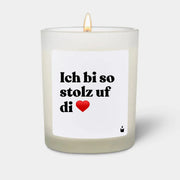 Duftkerze Weiss Flowery Ich bi so stolz uf di von ChattyCandles
