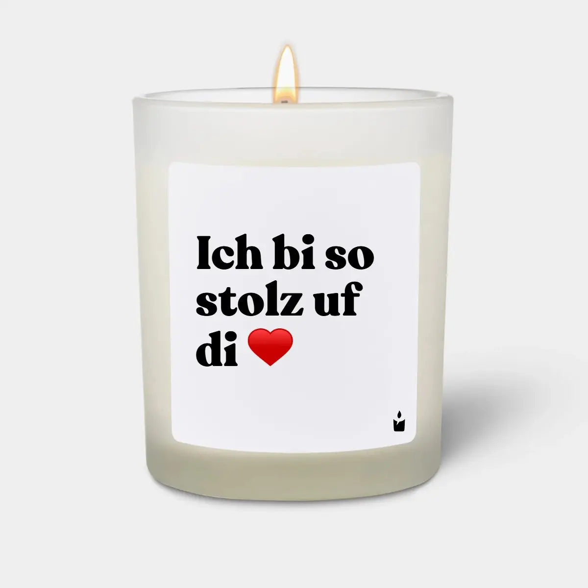 Duftkerze Weiss Flowery Ich bi so stolz uf di von ChattyCandles
